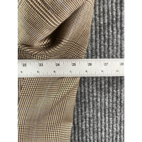 Vintage Ralph Lauren Sport Coat 48 L Beige Silk Wool Glen Plaid Designer LRL - Picture 2 of 13